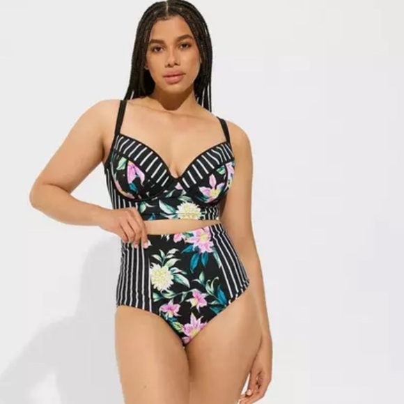 Set! Torrid sz 3 Breezy Tropical Perfect Stripe Underwire Top Bottom 3X - Picture 2 of 2